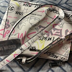 Steve Madden White Graffiti Crossbody Bag